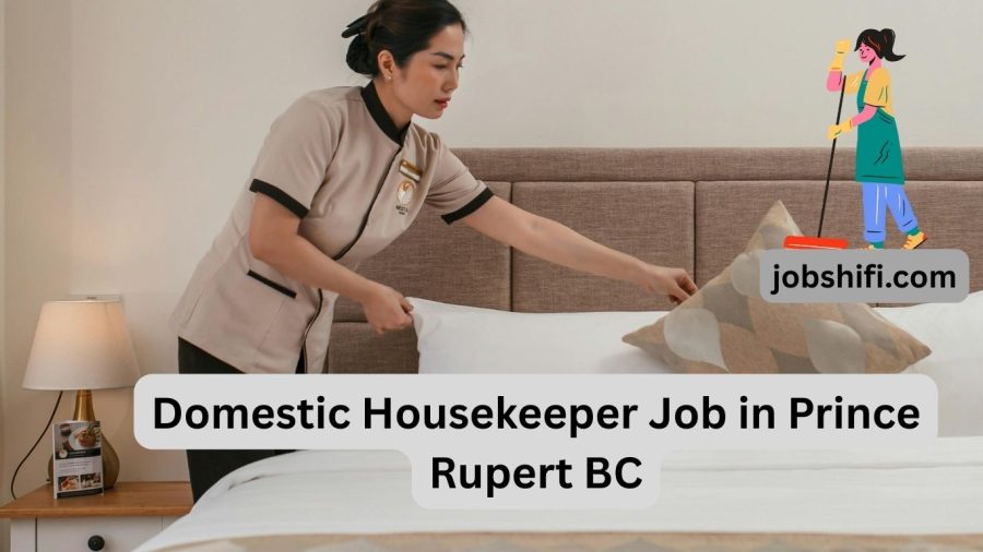 Professional housekeeper cleaning a modern home interior for a domestic housekeeping job in Prince Rupert, BC, Canada