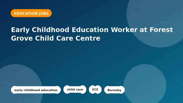 Feature image for the Early Childhood Education Worker at Forest Grove Child Care Centre job listing in Burnaby