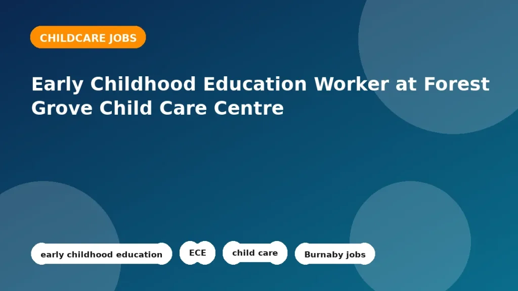 Feature image for the Early Childhood Education Worker at Forest Grove Child Care Centre job listing in Burnaby